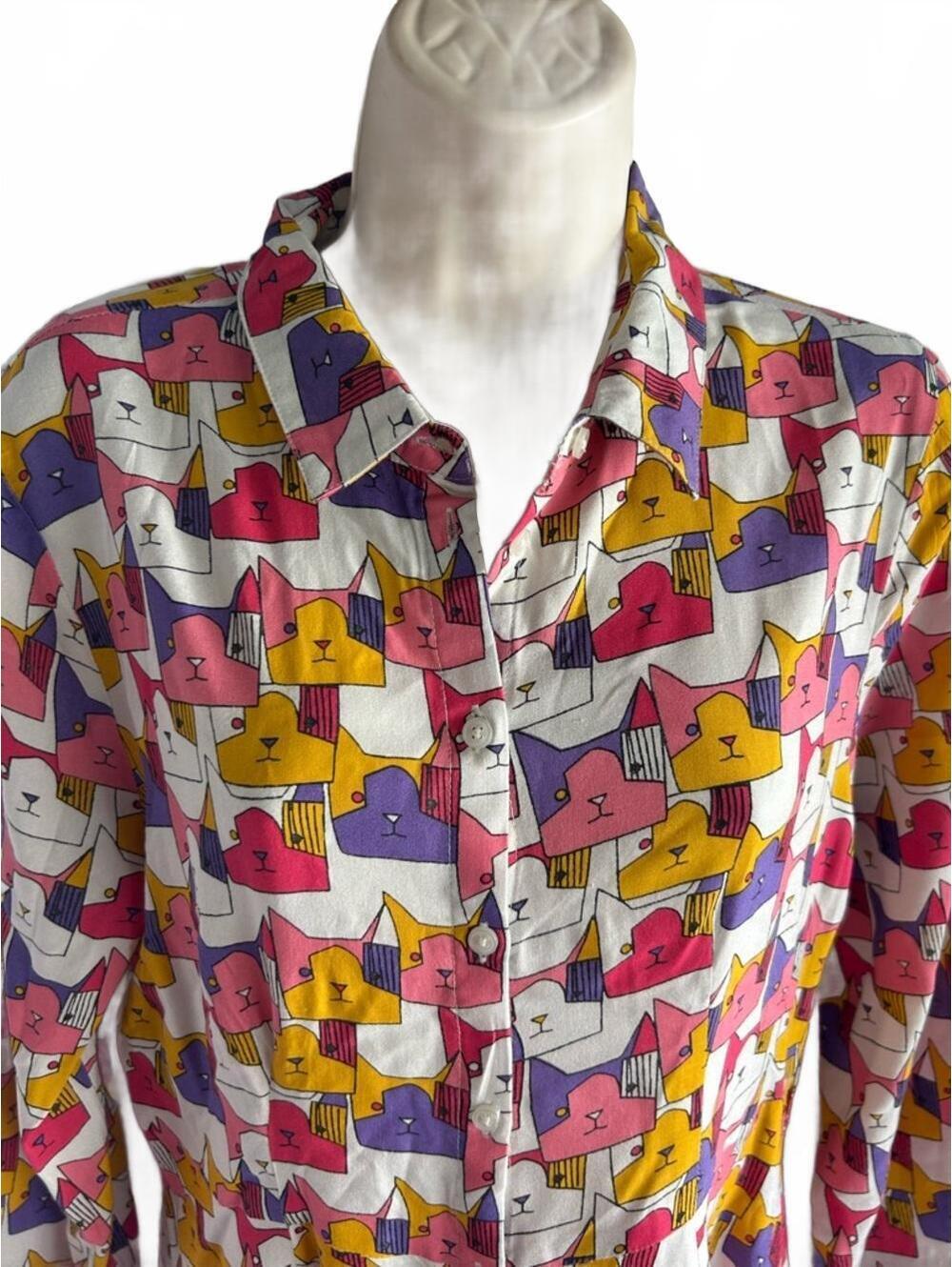 Anthropologie Louche London Long Sleeve Geometric Colorful Cat Dress | Size 6